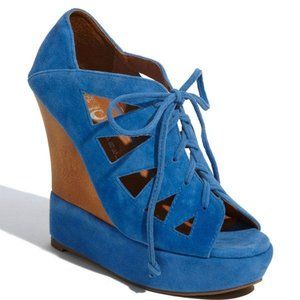 Jeffrey Campbell Cobalt Blue Suede Wedges 6